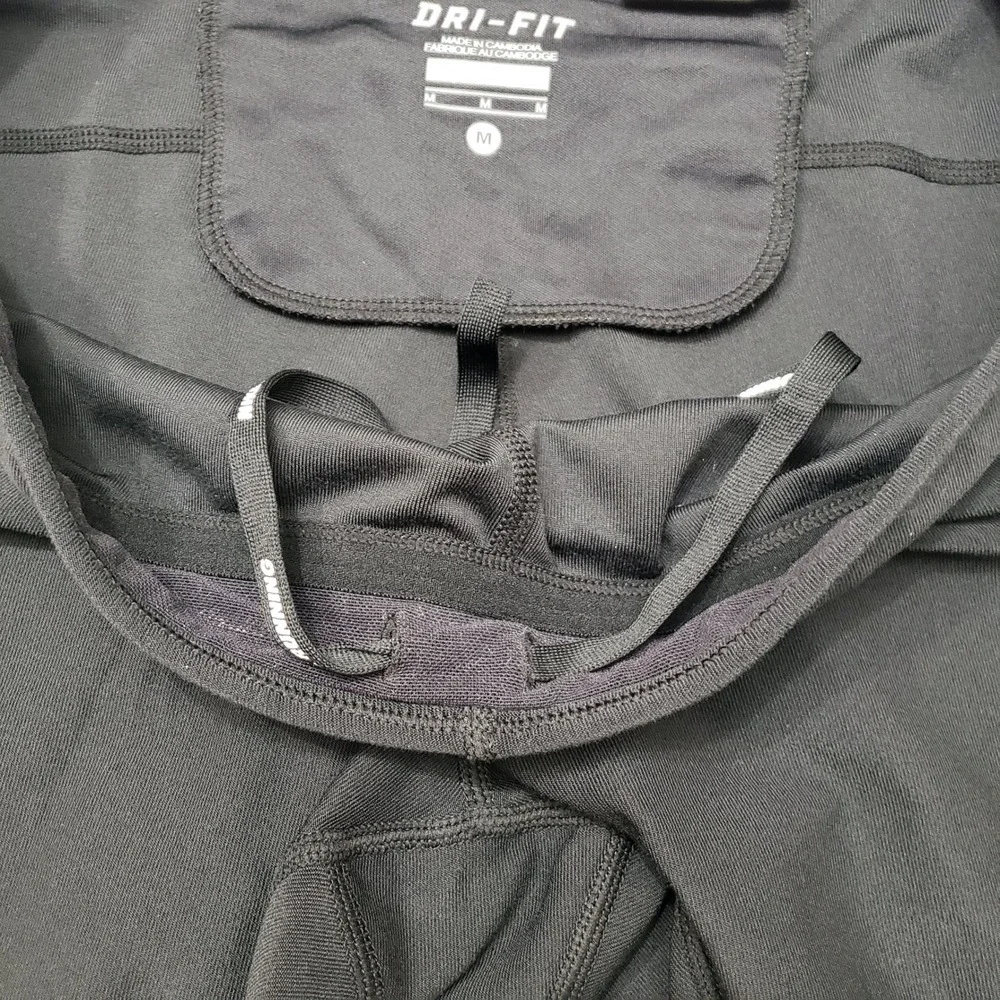 Nike Dri-FIT Leggings Womens Medium Black Drawstring Running Gym Outdoors